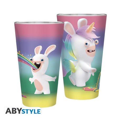 Verre - XXL - Lapin Crétin - Arc en ciel