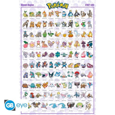 Poster - Roulé et filmé - Pokemon - Sinnoh Pokedex