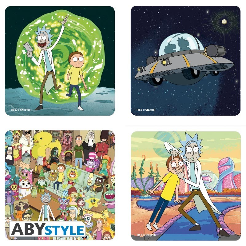 Accessoire Cuisine - Sous-verre - Rick & Morty - Set 4 Emblèmes