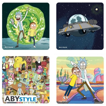 Accessoire Cuisine - Sous-verre - Rick & Morty - Set 4 Emblèmes