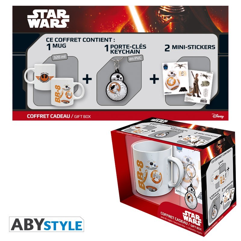 Set - Star Wars - Gift Pack - Mug 320ml + Porte-clés PVC + Sticker - BB-8