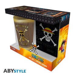 Set - One Piece - Glass XXL + Pin's + Notebook "Skull"