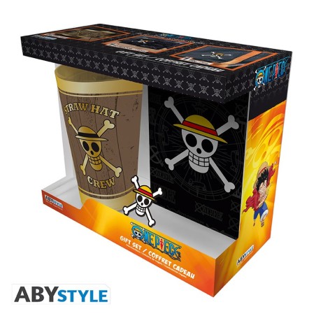 Set - One Piece - Glass XXL + Pin's + Notebook "Skull"