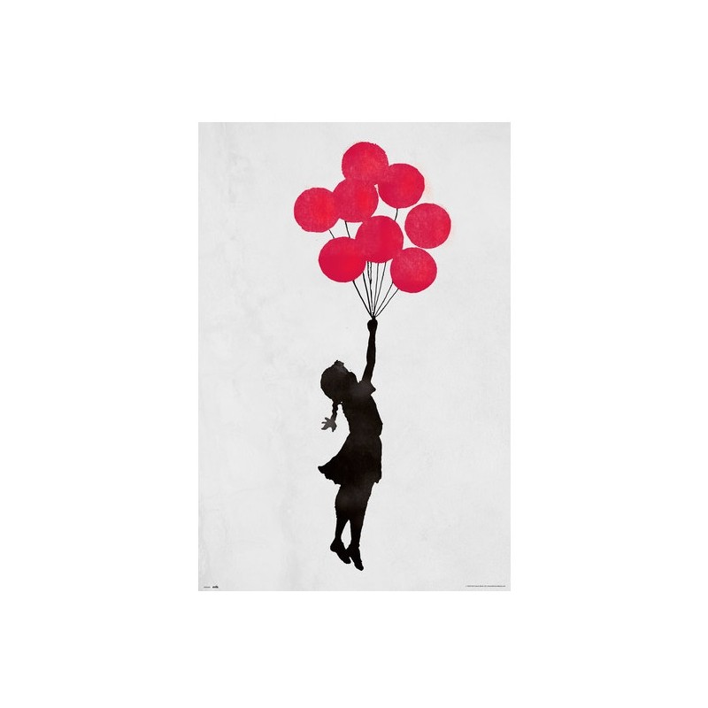 Poster - Roulé et filmé - Banksy - Petite fille aux ballons