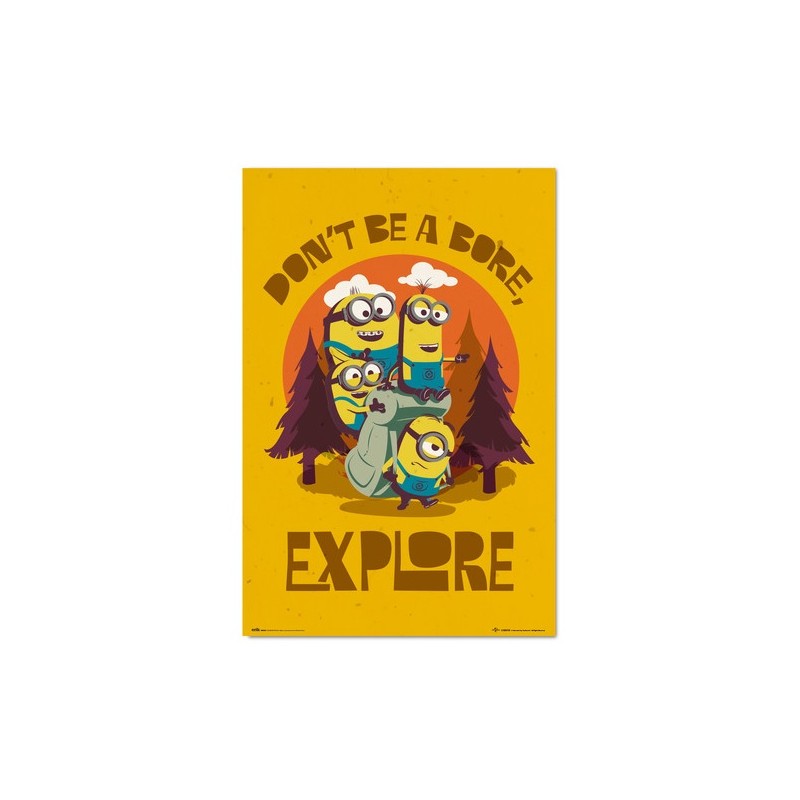 Poster - Roulé et filmé - Minions - Don't be bore, explore