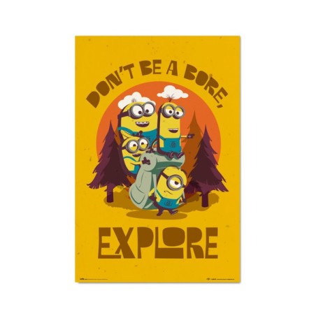 Poster - Roulé et filmé - Minions - Don't be bore, explore