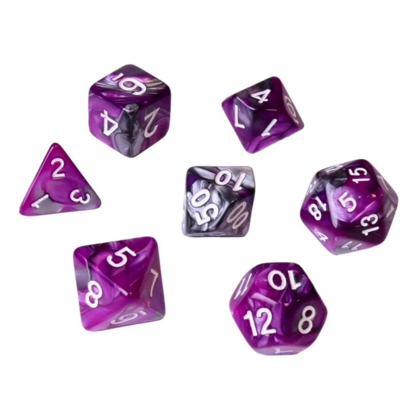 Dice sets - Dices - "Purple & Silver Fusion" Color