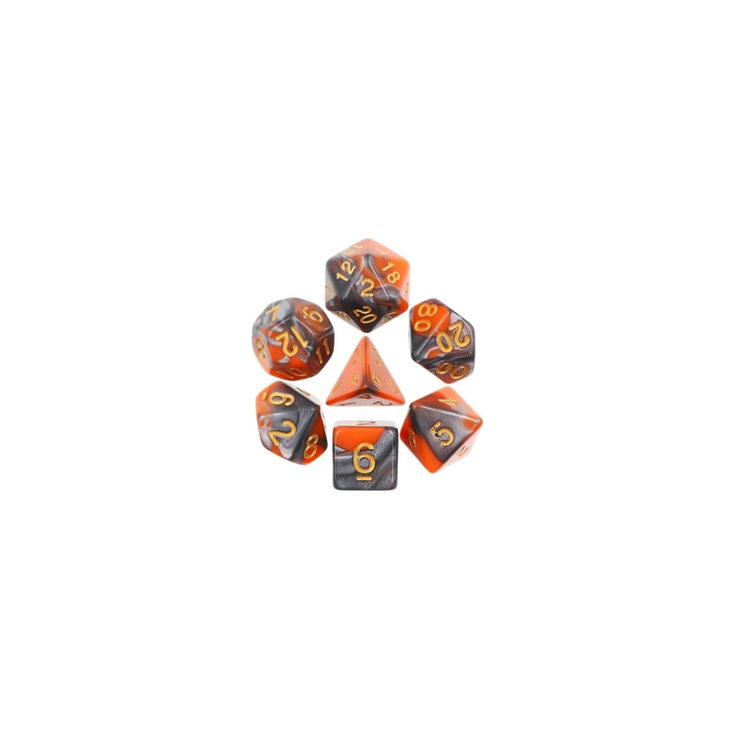 Dice sets - Dices - "Orange & Silver Fusion" Color