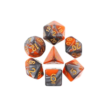 Dice sets - Dices - "Orange & Silver Fusion" Color