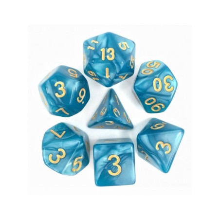 Dice sets - Dices - "Blue Pearl & Gold" Color