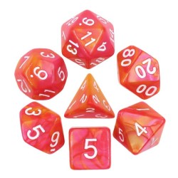 Dice sets - Dices - 7 dice set - Fusion Orange & Fuchsia