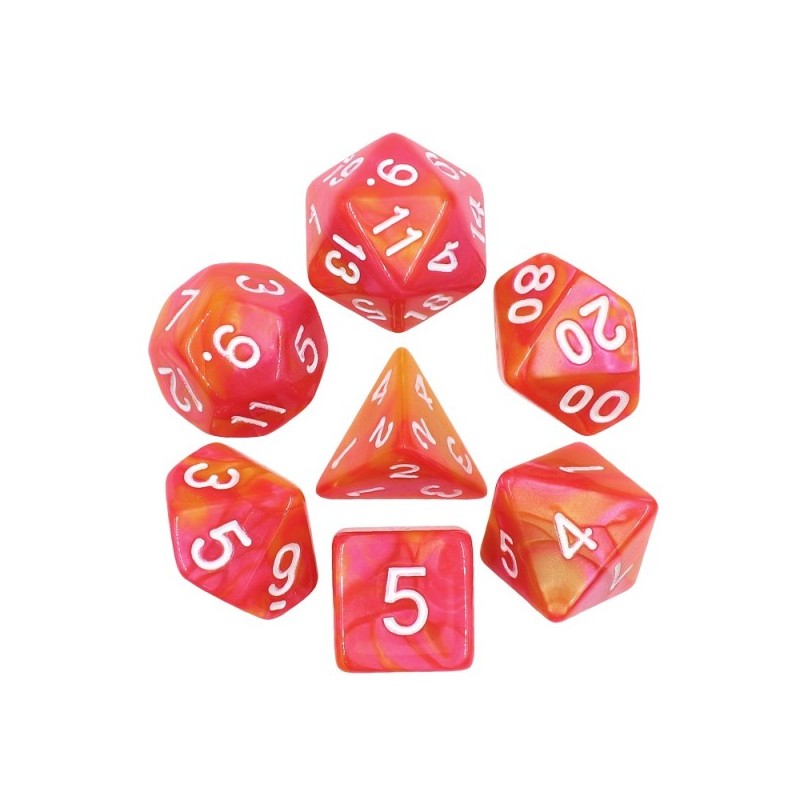 Dice sets - Dices - 7 dice set - Fusion Orange & Fuchsia