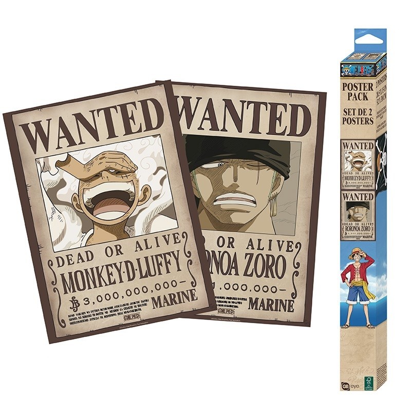 Poster - Pack de 2 - One Piece - Wanted Luffy & Zoro