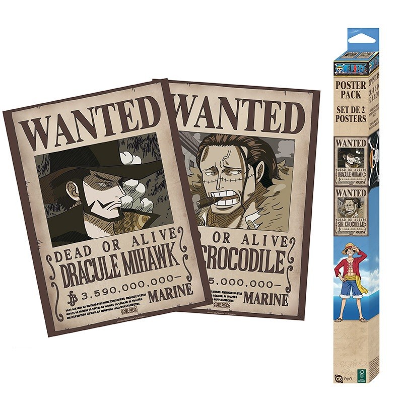 Poster - Pack de 2 - One Piece - Wanted Mihawk & Crocodile