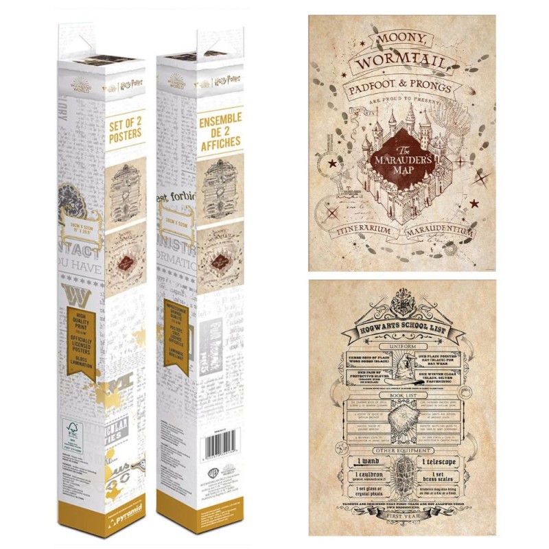 Poster - Set of 2 - Harry Potter - Map & School List