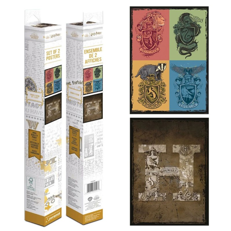 Poster - Set of 2 - Harry Potter - Crests & Hogwarts