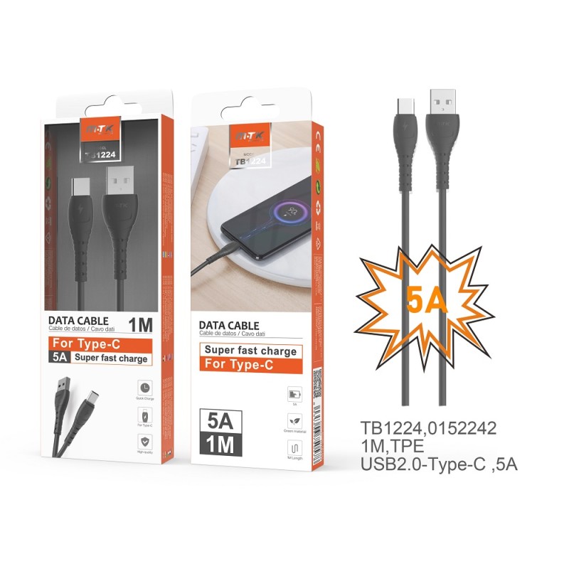 Cable - USB Type-C - 18W - 5A - 100 cm